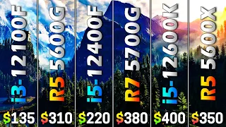 i3 12100F vs R5 5600G vs i5 12400F vs R7 5700G vs i5 12600K vs R5 5600X | PC Gaming Benchmark Tested