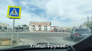 Евпатория. По улицам города на авто. Все цветет! Крым сегодня.