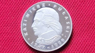 POLAND SILVER 100 ZLOTYCH 1976 (PROOF) - Kazimierz Pulaski ☮☮☮ 100 Злотых Казимир Пулавский