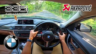 BMW 335i Active Hybrid 3 POV Drive Through Twisty Country Roads **Pops and Bangs**