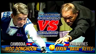 EFREN "BATA" REYES VS WOO DONGHOON, CAROM BILLIARD | SEA GAMES CAMBODIA 2023 - PINOY COMMENTARY