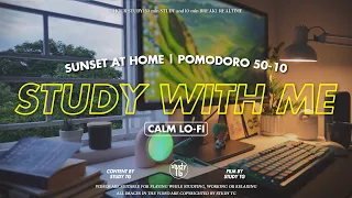 📚2-Hour Study With Me Sunset at Home🌄 Calm Lofi Relax Your Mind / Pomodoro 50-10 ⏱ Countdown Timer