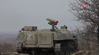 Russian troops firing at Ukrainian positions with 9M111 and Shturm-S 9M114 ATGM (Anti Tank Missiles)