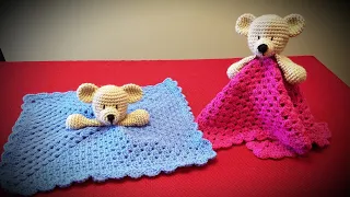 Crochet Bear baby security blanket. Crochet along part 1/2