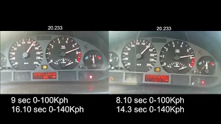 BMW E46 320i m54b22 acceleration 0-200Kph stock vs mild ecu tune / remap.