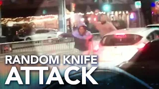 Video shows knife-wielding man randomly attacking others