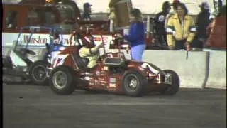 End of 1981 USAC Midgets 500 Lap Race at the Indianapolis Speedrome