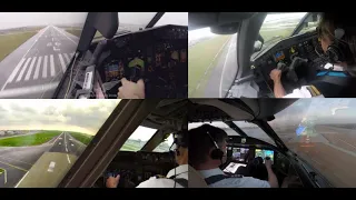 5 HARD COCKPIT LANDINGS Compilation of stormy landings from the cockpit view