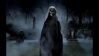 Spooky ghost in a graveyard