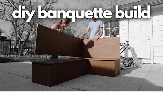 DIY Built In Banquette Build // budget friendly bench // DIY Extreme Living Room Makeover