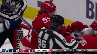 Moritz Seider and Brayden Point go at it and Sergachev jumps on Seider