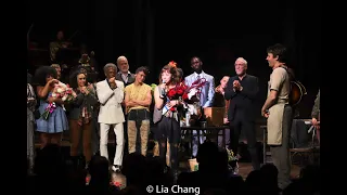 André De Shields, Amber Gray, Patrick Page Surprise Eva Noblezada after Final HADESTOWN Bow