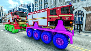 Fire truck Frank helps taxi | Big wheels of fire truck | Heroes of the City of the Wheel