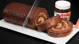 NUTELLA roll-cake that melts in your mouth! Easy and delicious recipe in 5 minutes