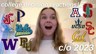 UNEXPECTED COLLEGE DECISION REACTIONS 2023 | UW, UCs, STANFORD, UA, USC, AND MORE!