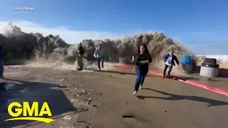 Rogue wave causes chaos on California coastline