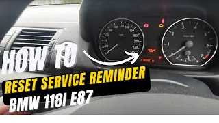 How to reset BMW 1 series E87 service reminder