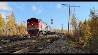2ТЭ10Ут-0042 с поездом Комсомольск - Тында отправляется со ст. Дрогошевск