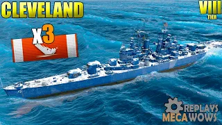 Cleveland 201k Damage - 3080 XP on Islands of Ice | World of Warships Gameplay