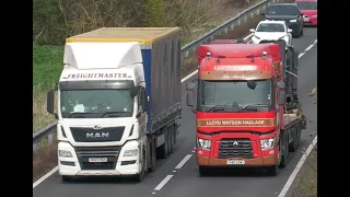 MAN vs Renault and many more SUPER TRUCKS  - A1(M) motorway RACE - trucks spotting