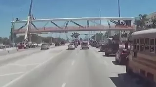 Difunden video del momento exacto en el que colapsa el puente peatonal en Miami
