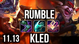 RUMBLE vs KLED (TOP) | 9/0/10, 1300+ games, Legendary, 1.2M mastery | NA Grandmaster | v11.13