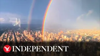 Incredible double rainbow shines over New York City on anniversary of 9/11