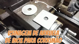 Usinagem de arruela de inox para corrimão  veja como é fácil usinar no torno mecânico de bancada !