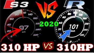 2021 Audi S3 310 HP vs Volkswagen Golf R 310 HP Acceleration DragRace 0 -200 100 -200km/h