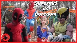 Little Supergirl vs Boredom, Spiderman In Real Life, Kid Deadpool, Wolverine | Superhero Kids Videos