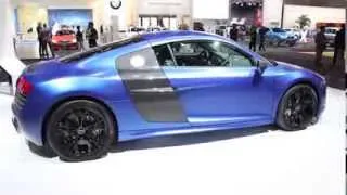 Audi R8 V10 plus Coupe in frosted blue - Dubai Motor Show 2013