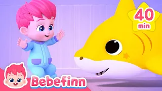 Five Little Baby Sharks #sharkmonth  | +more Songs for Kids | Bebefinn Nursery Rhymes