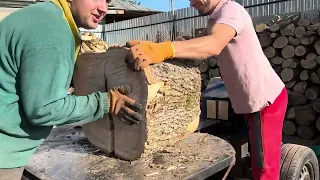 🪓🪓🪓 woodworking and woodcarving big oak wood 🪵 extreme work video 💪💪💪🪵🪵🪵