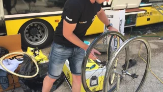 Lotto NL-Jumbo Team Mechanic mounts Corsa Tubular at Giro