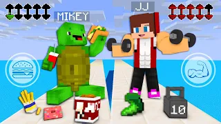 JJ vs Mikey FAT PUSHER Game - Fat vs Muscle - Maizen Minecraft Animation