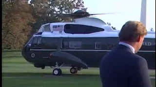 President Reagan's Departure via Helicopter and Press Questions on October 16-19, 1987