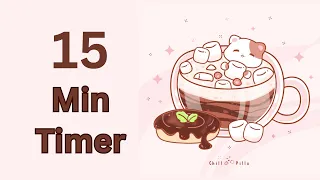 15 Mins - Study Timer Work with me Cat Coffee with Marshmallow #timer #15min #15minsleep #lofi