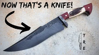 Now That's a KNIFE | Huge Bowie! | Complete Build of the 5160 Bowie | Vlog