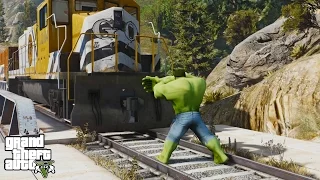 HULK VS THE TRAIN-(GTA 5 Mods Funny Moments)