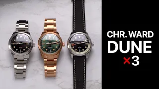 Christopher Ward Dune × 3, time-only steel and bronze + GMT