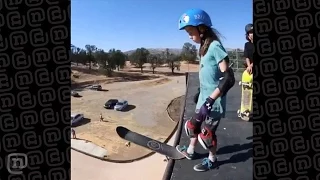 8-year-old Skateboarder Girl Drops In On MegaRamp