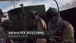 🎮 NVIDIA GeForce RTX 3070 [Laptop, 140W] - Battlefield 5 gameplay benchmarks (1080p)