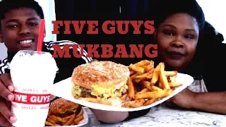 Five Guys Mukbang | Big Juicy Burgers. Fries & Milk Shakes