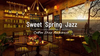 Springtime Street & Sweet Spring Jazz Music at Outdoor Coffee Shop Ambience for Work,Study,Good Mood