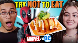 Try Not To Eat Challenge - Marvel Vs. DC (Shang-Chi, Loki, Deadpool, Birds of Prey, Suicide Squad)