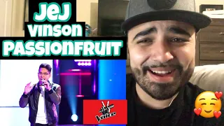 Reacting to Jej Vinson Audition to The Voice “Passionfruit”