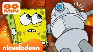 SpongeBob | Wszystkie ROBOTY Z SpongeBoba Kanciastoportego 🤖 | 60 Minutowa Kompilacja | Nickelodeon