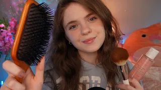 ASMR To Help You Sleep FAST! Cozy layered sounds, Haircut, Skin care, Hair brushing