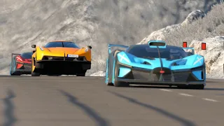 Koenigsegg Jesko Absolut vs Bugatti Vision GT vs Bugatti Bolide at Highlands