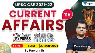 Current Affairs Today | Daily Current Affairs by Pawan Kumar Sir | 27 March 2021